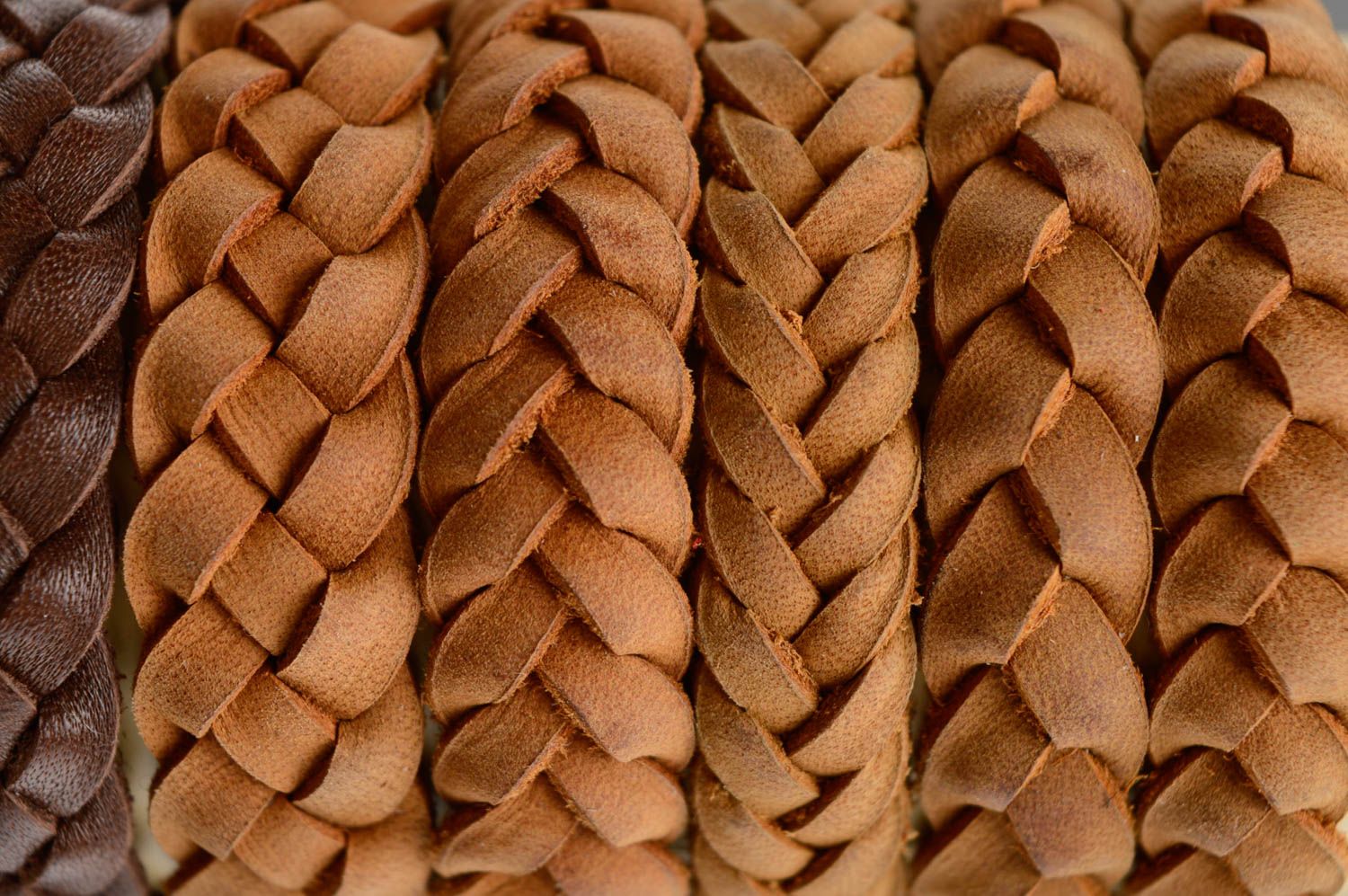 Pulsera de cuero natural marrón clara foto 5