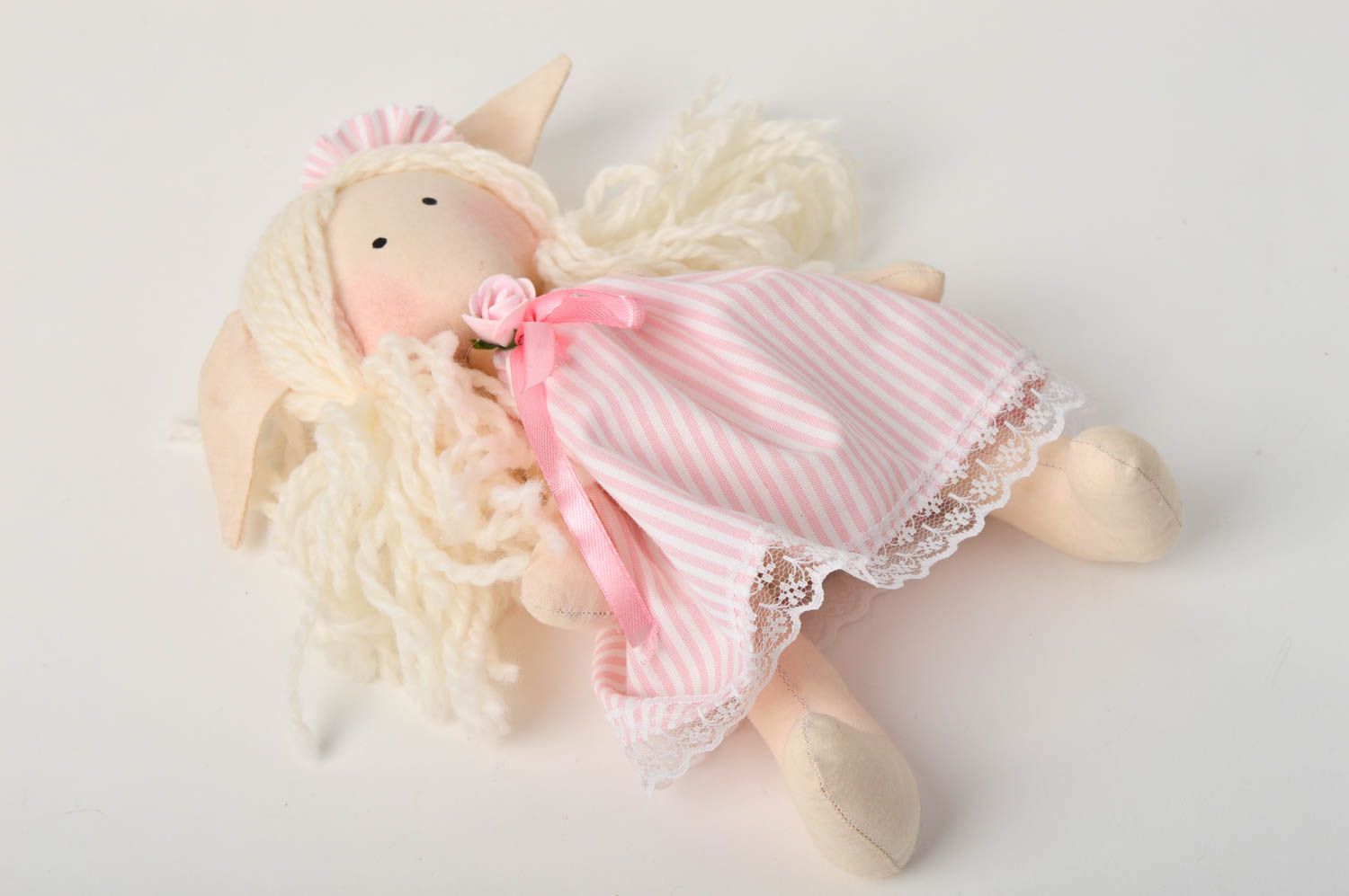 Кукла ручной работы кукла из ткани розовая мягкая кукла авторского дизайна фото 4
