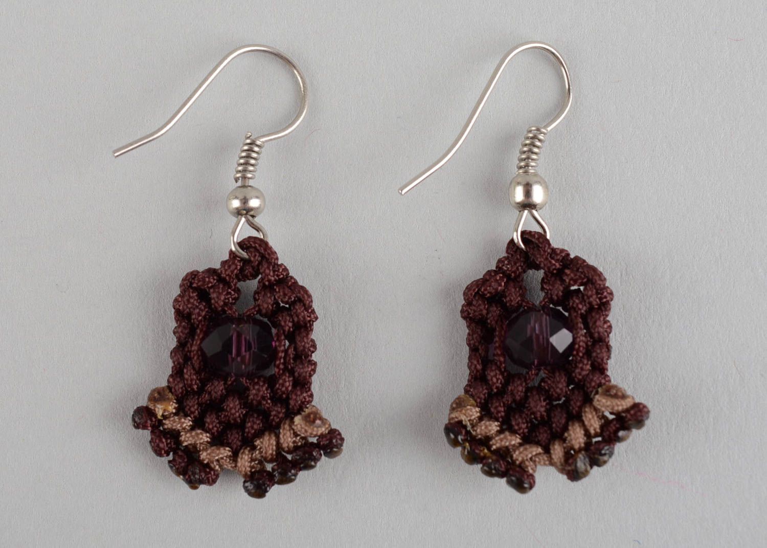 Handmade earrings beaded earrings knitted jewelry unusual gift designer earrings photo 2