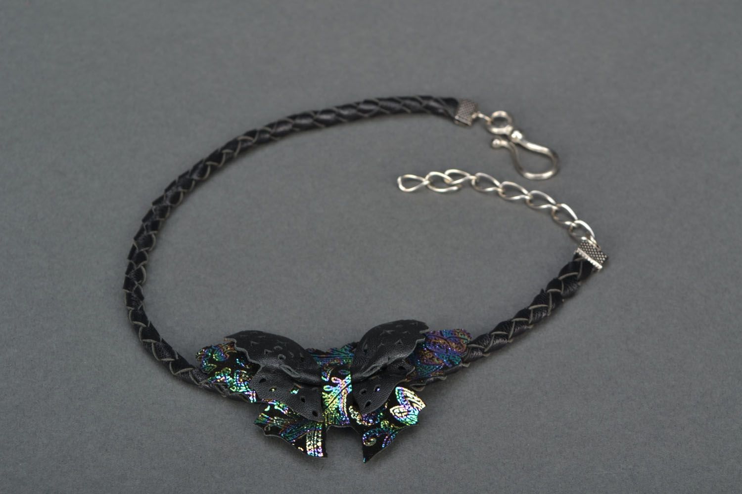 Leather evening necklace Butterflies photo 4