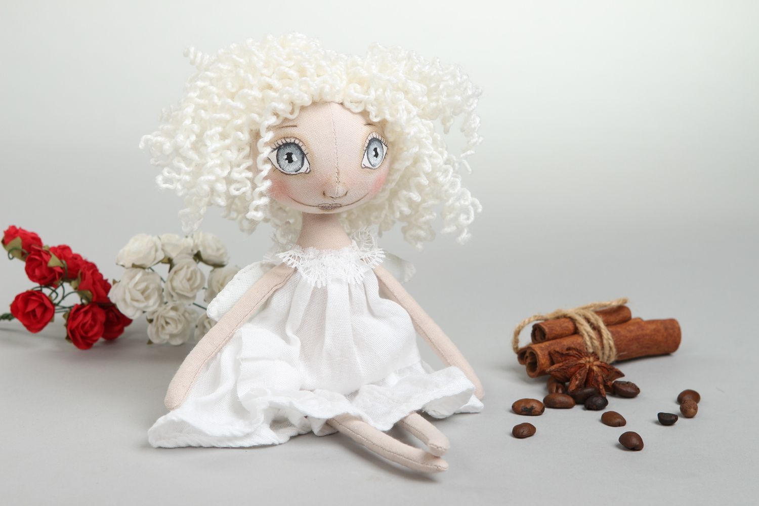 Puppe handgemacht Künstler Puppe Haus Dekoration schönes Spielzeug weiß foto 1