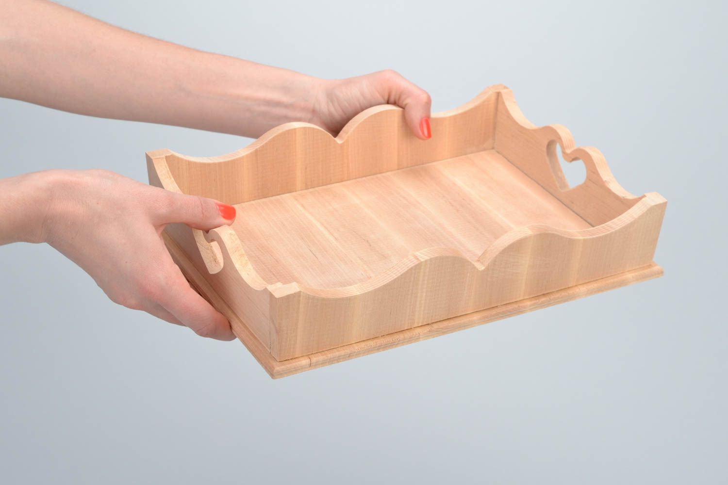 Rohling Holz Tablett zum Bemalen mit Griff handgemacht schön für kreative Arbeit foto 2