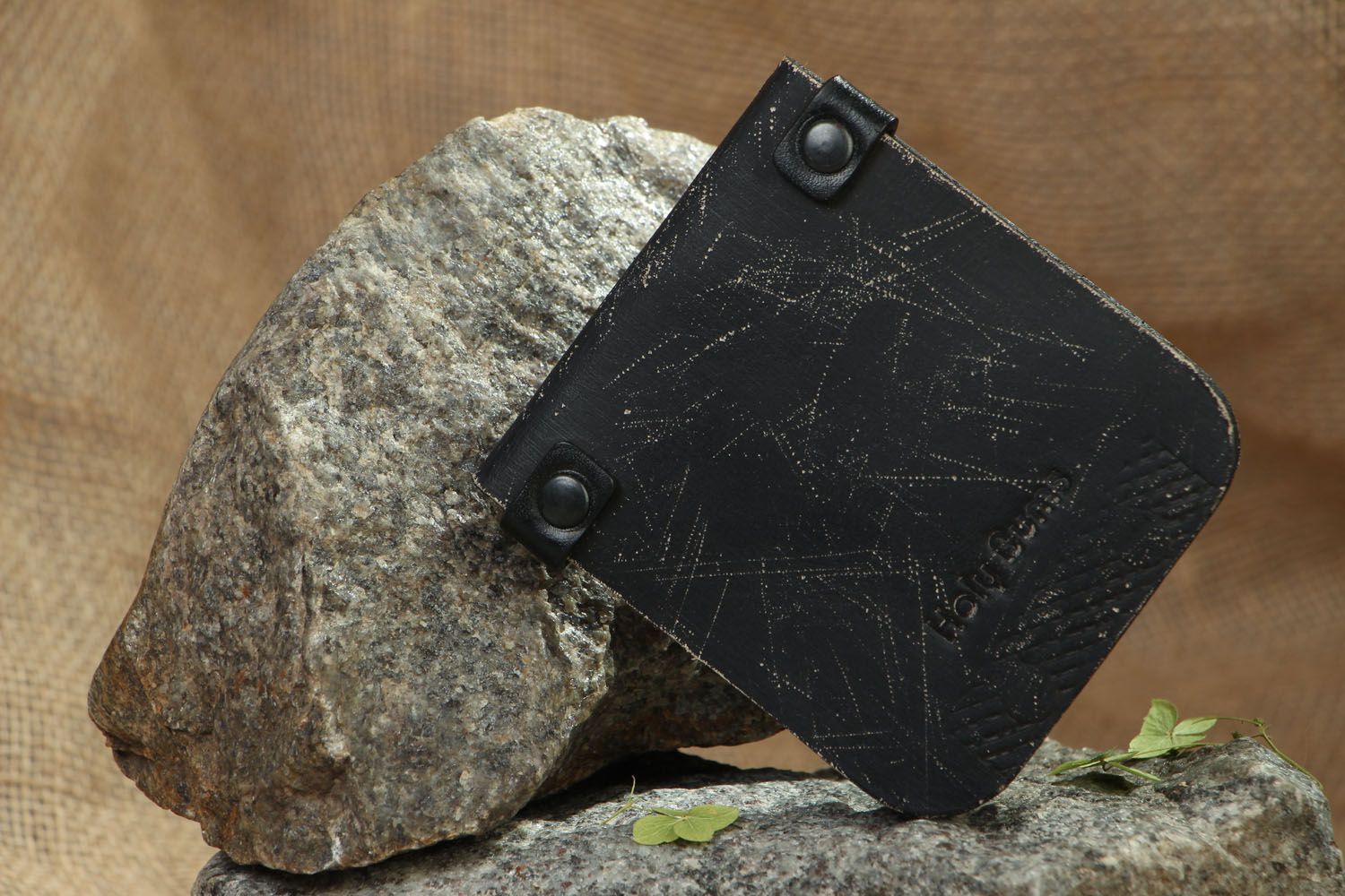 Черный бумажник из натуральной кожи  фото 5
