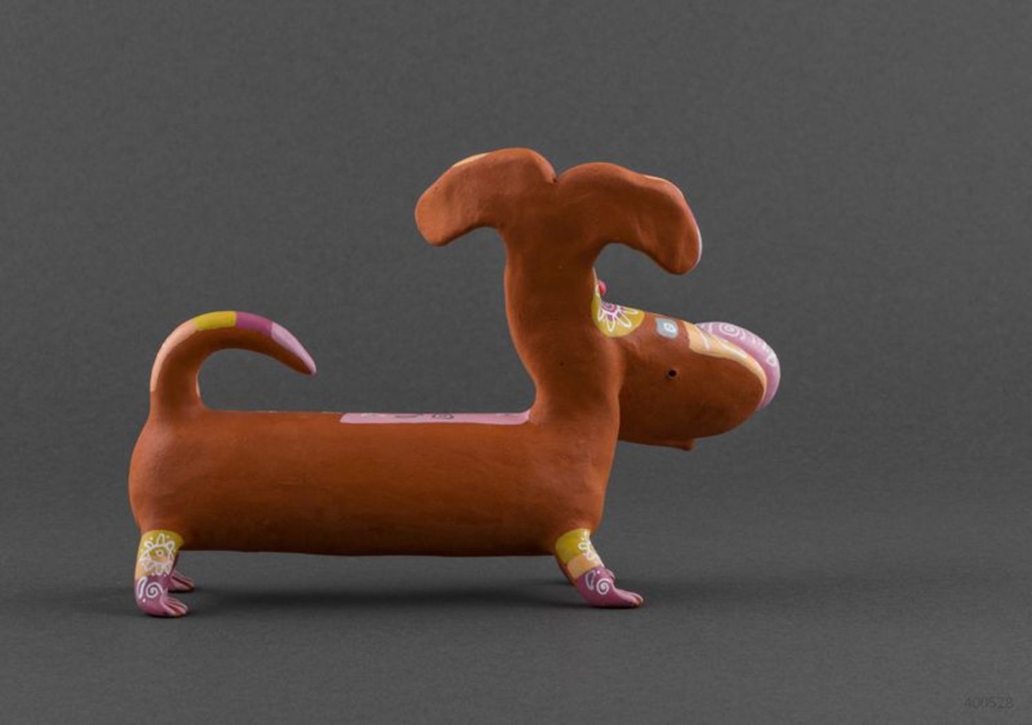 Statuetta cane di argilla fatta a mano Figurina decorativa in ceramica 
 foto 5