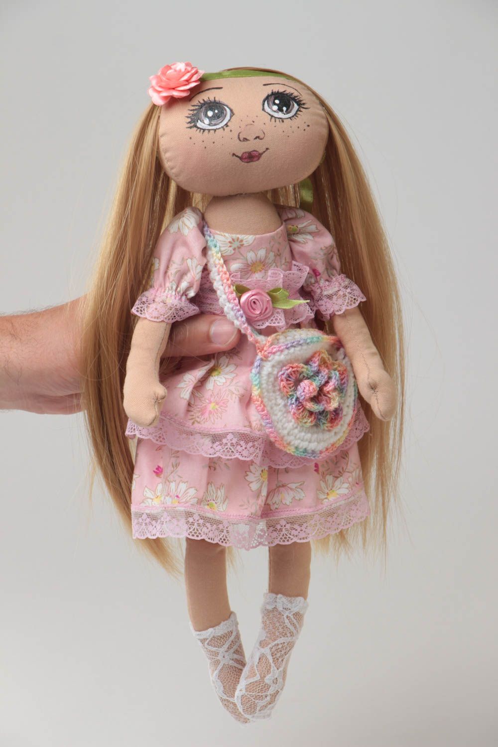 Interieur Puppe aus Textil handmade Spielzeug für Kinder langhaarige Sophie foto 5
