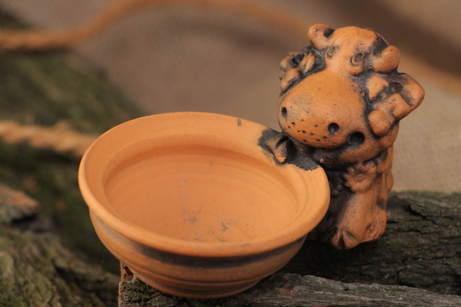 Unusual beautiful handmade red clay salt pot kilned with milk photo 1