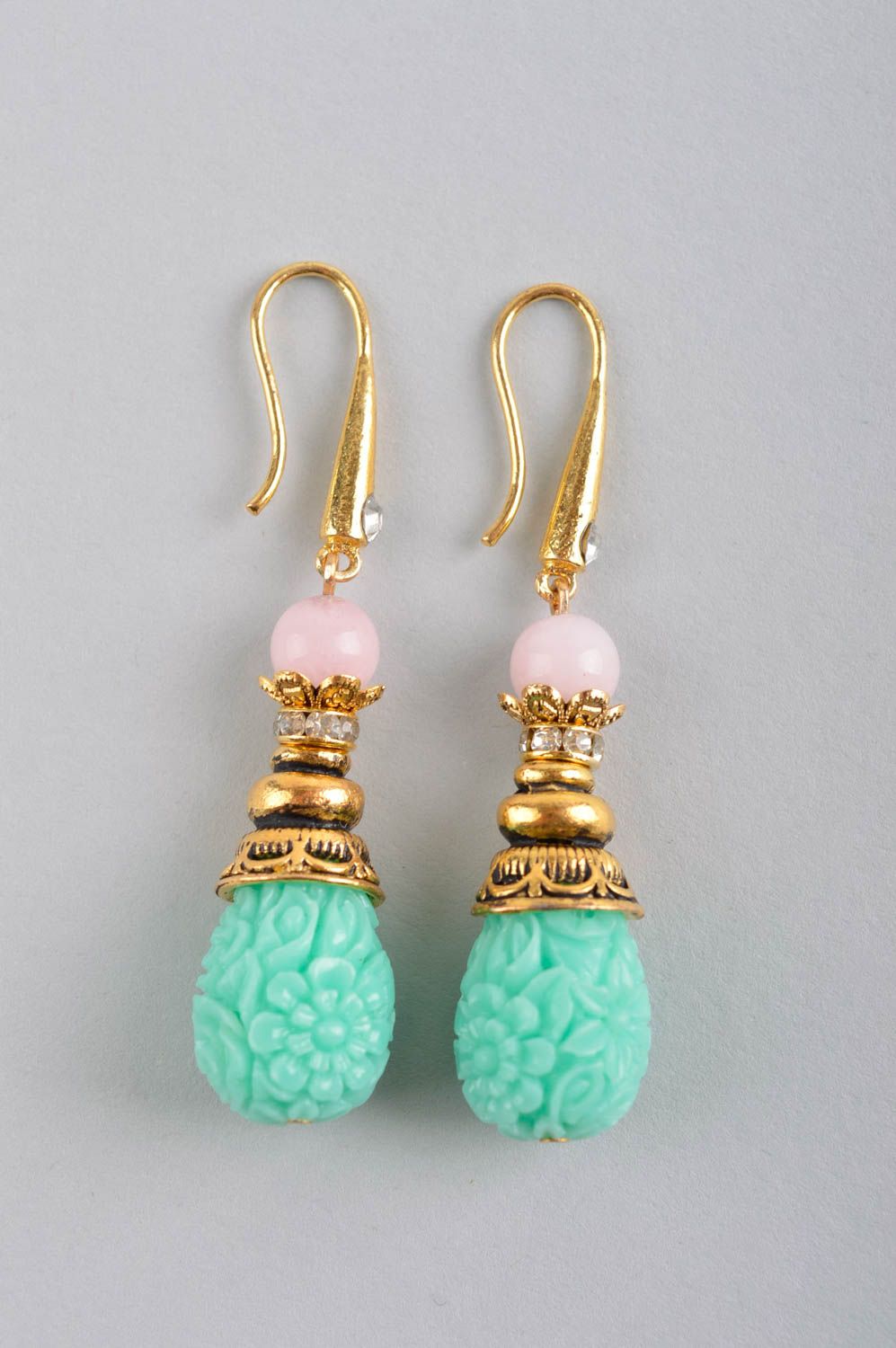Coral earrings handmade jewelry dangling earrings fashion accessories photo 3