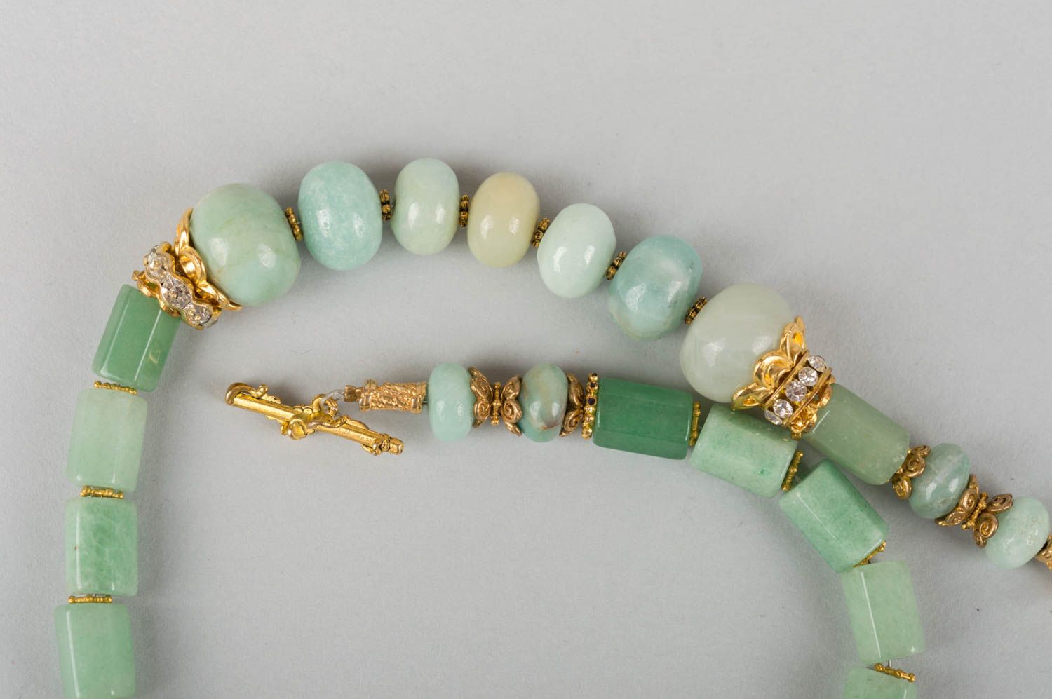 Handmade necklace with natural stones aventurine jade accessory stylish jewelry photo 5