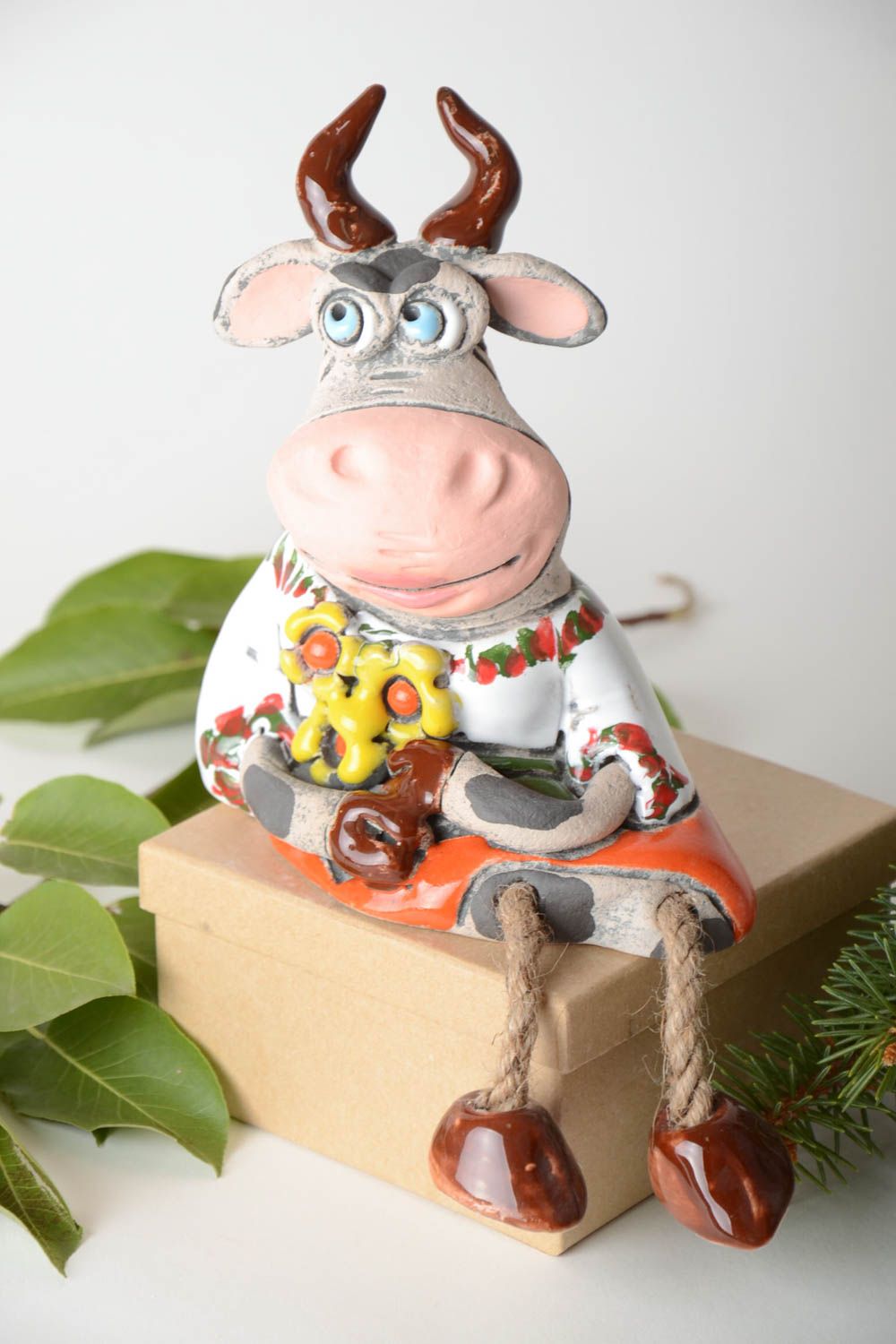 Spardose Kuh handgemachte Keramik Geschenkidee für Kinder Haus Dekoration foto 1