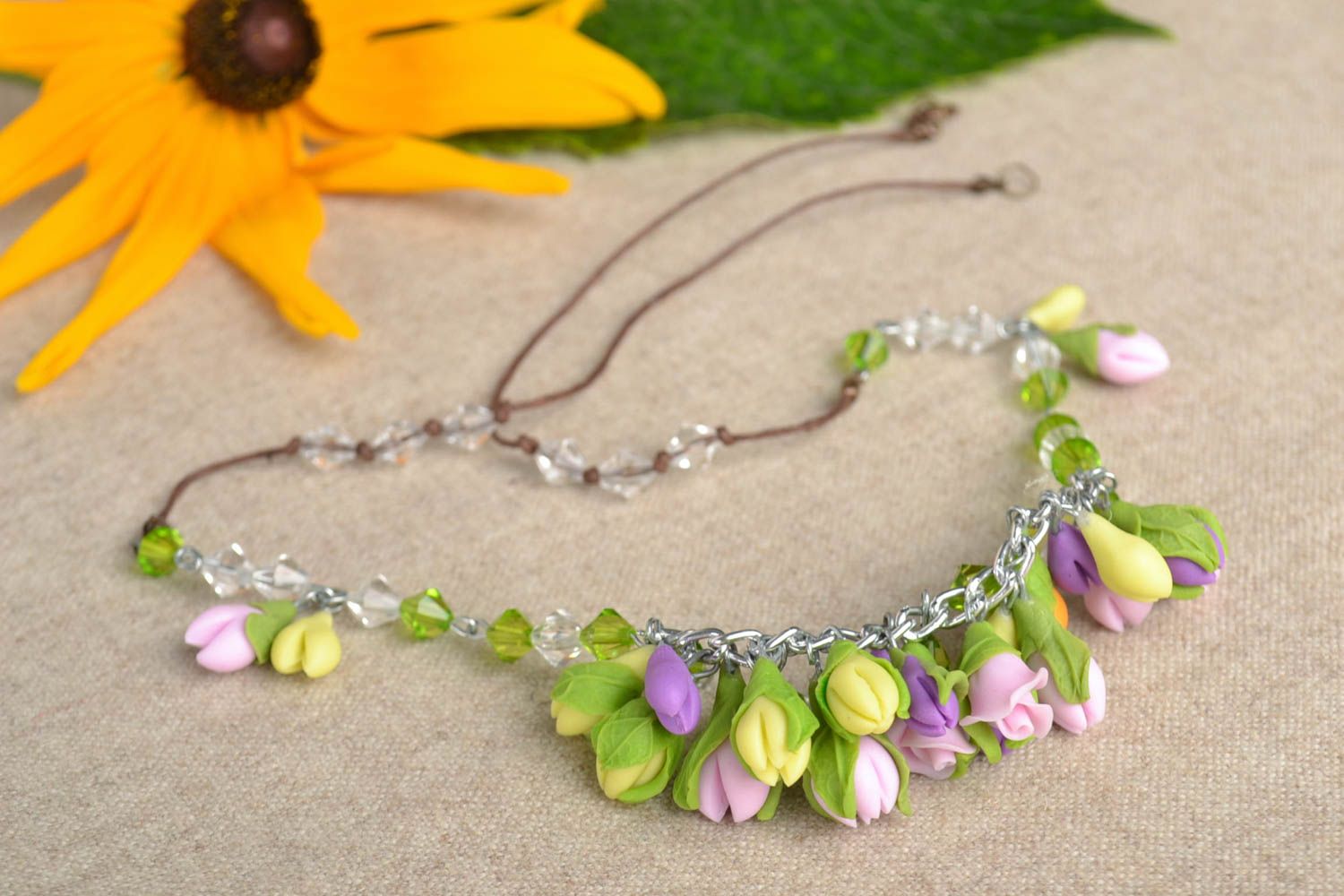 Handmade necklace flower necklace flower jewelry fashion accessories cool gifts photo 1