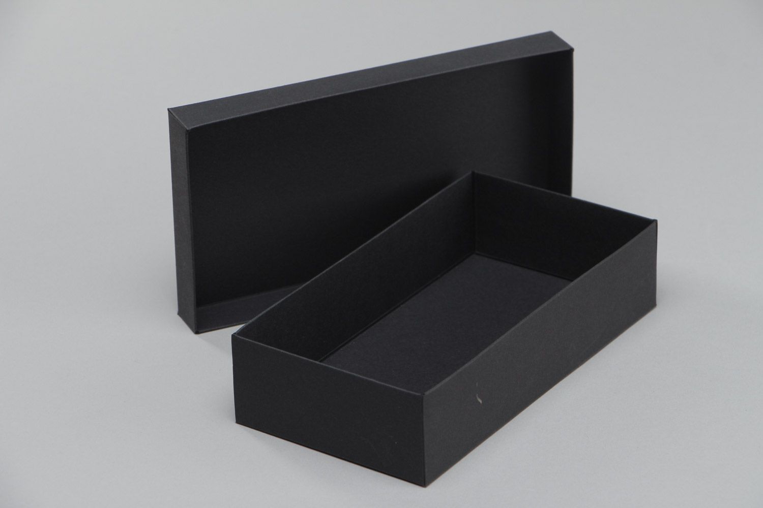 Handmade minimalistic carton gift box of rectangular shape of black color photo 4
