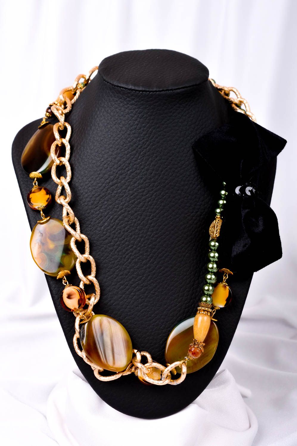 Collana di pietre naturali fatta a mano con perle di moda bigiotteria da donna foto 1