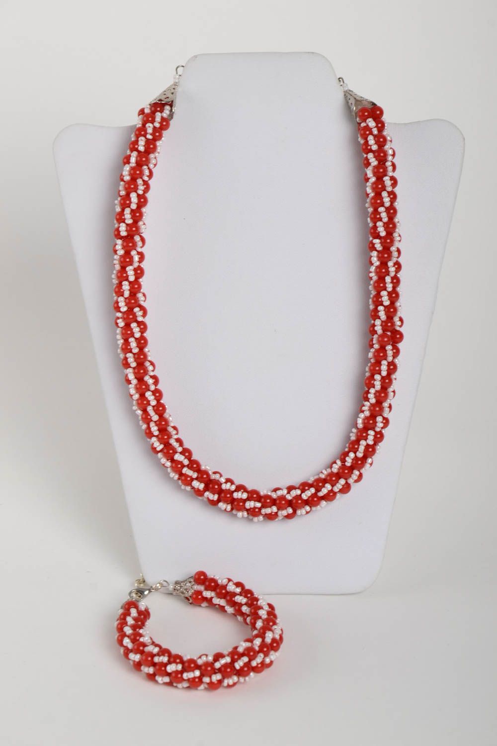 Stylish handmade jewelry set beaded bracelet designs woven bead necklace photo 2