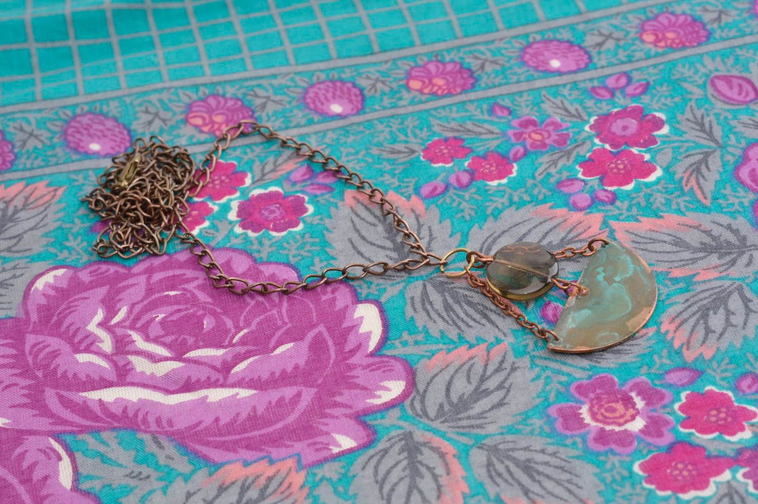 Handmade jewelry copper jewelry female pendant neck accessory unusual gift photo 2