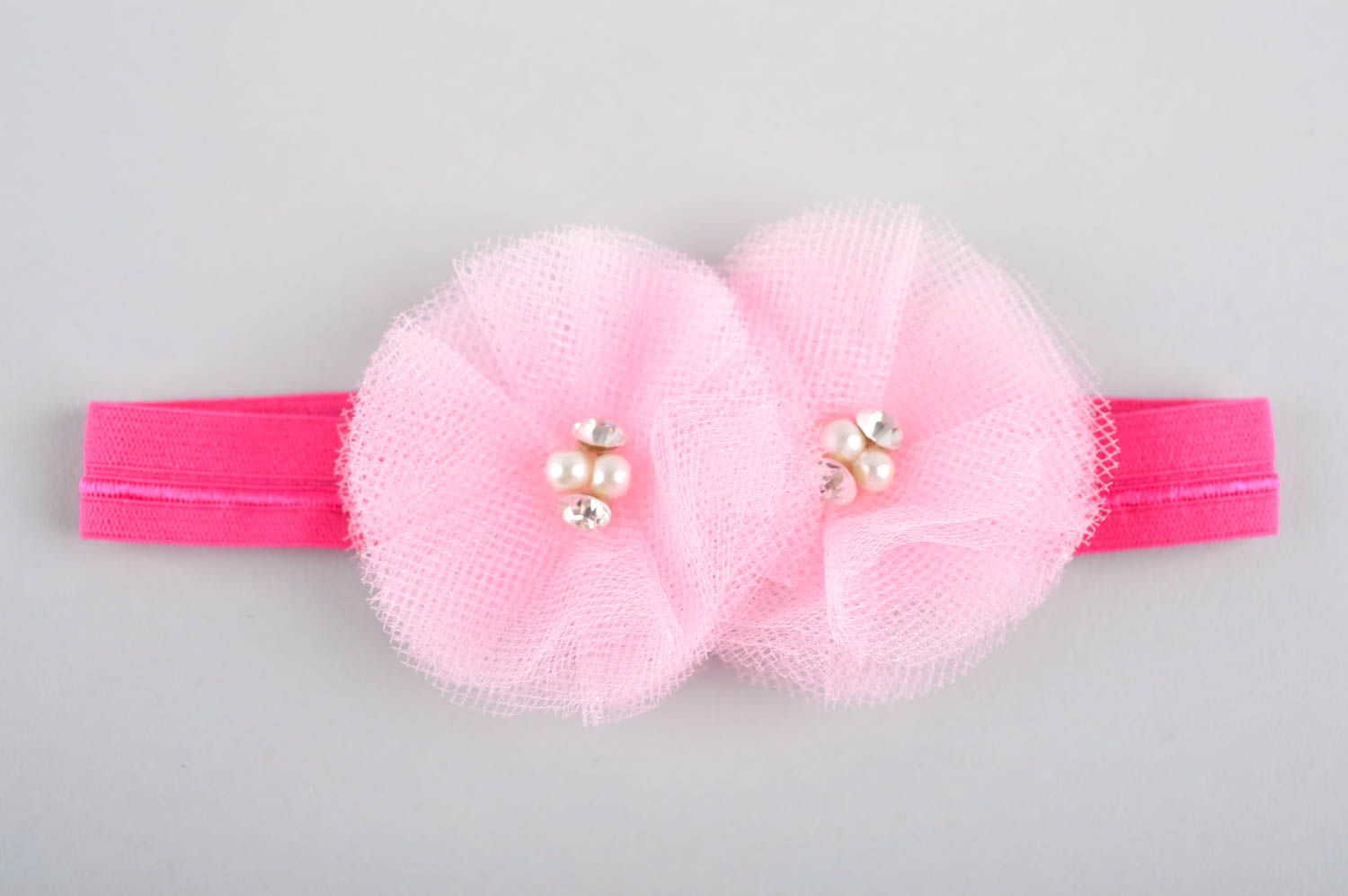 Повязка на голову ручной работы повязка для девочки розовая детская повязка фото 2