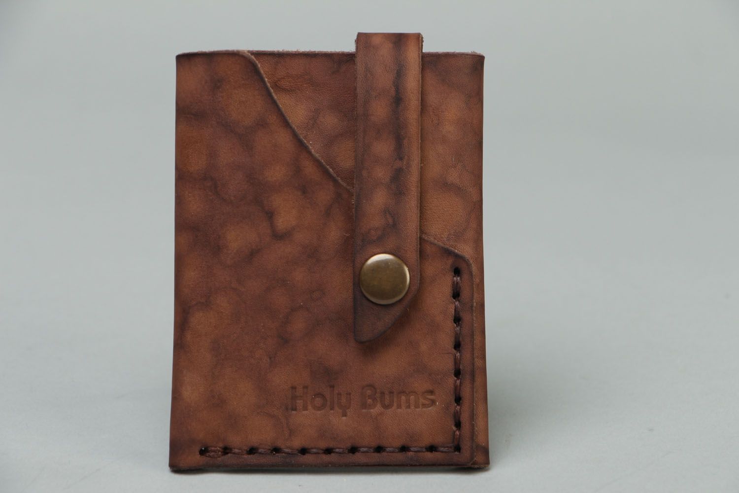 Leather purse stitched manually photo 1