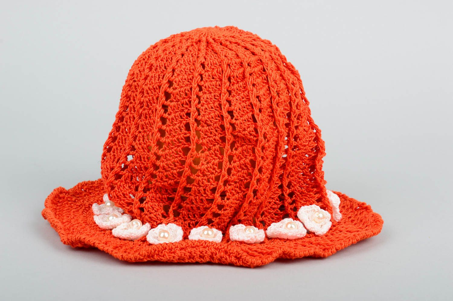 Bonnet tricot fait main Chapeau au crochet en fils de coton Vêtement enfant photo 2