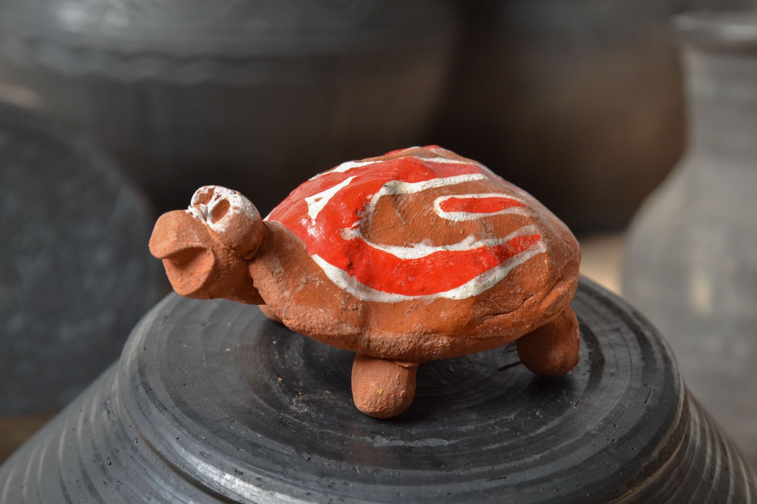 Statuetta tartaruga in argilla fatta a mano figurina decorativa in ceramica 
 foto 1