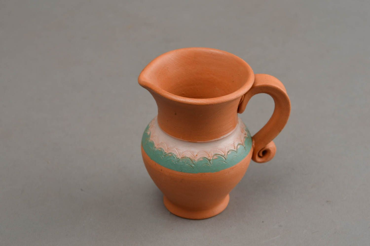 3 inches small classic style terracotta milk pitcher 0,15 lb photo 3