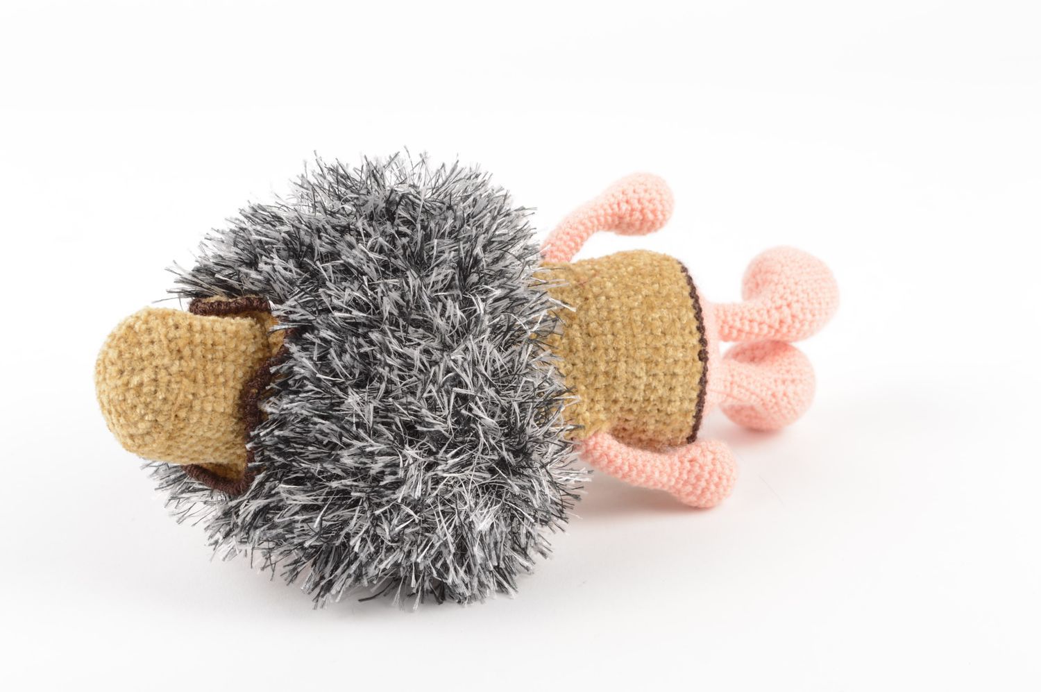 Handmade funny hedgehog unusual crocheted soft toy cute stylish toy for kids photo 3