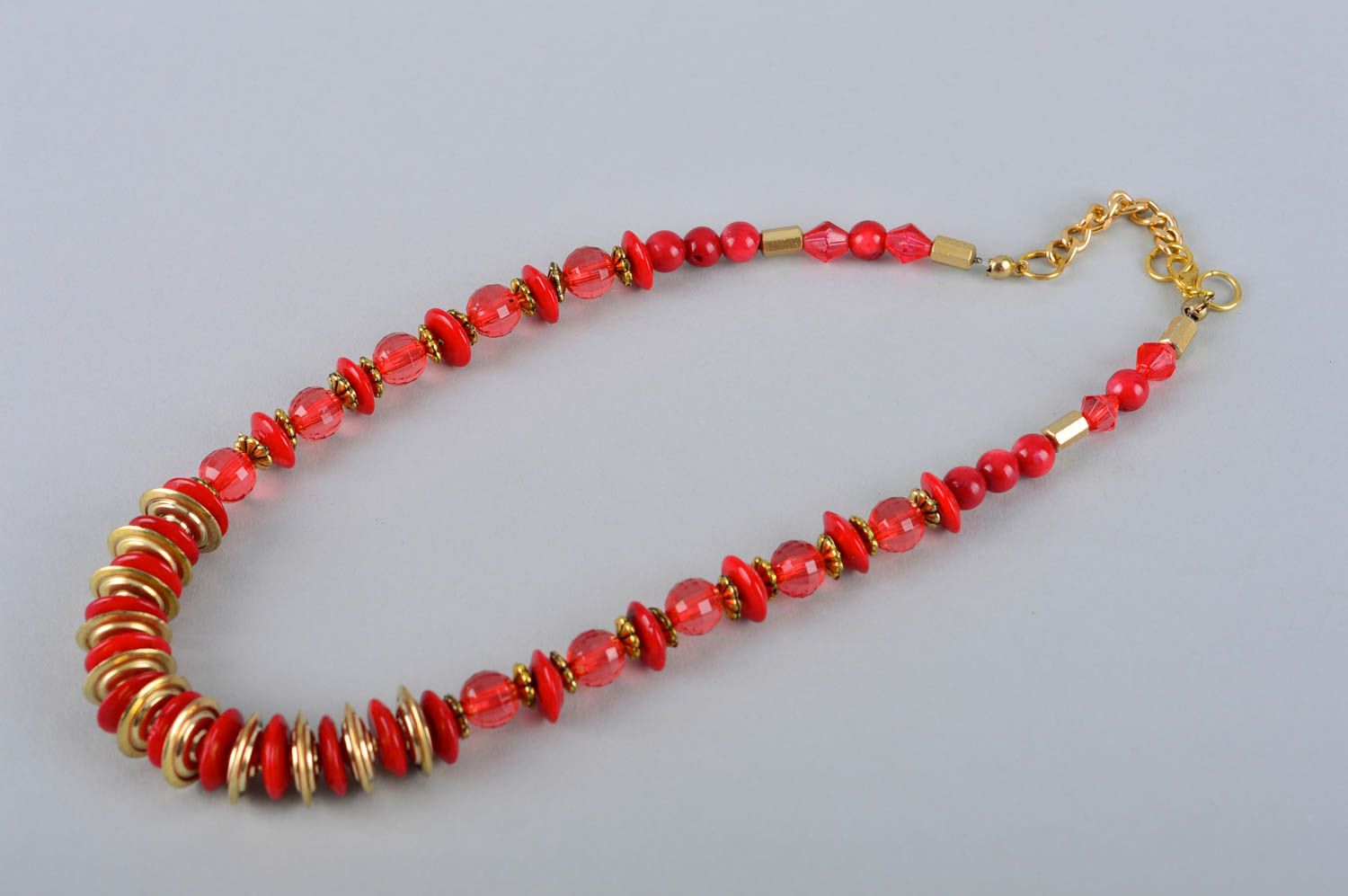 Handmade Damen Collier Frauen Accessoire Halskette für Frauen rot bunt festlich foto 5