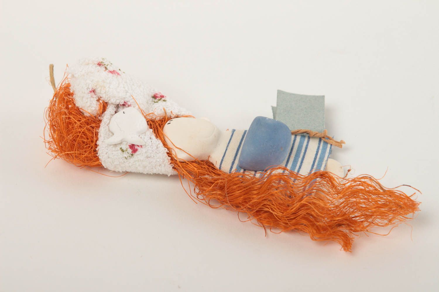 Handmade Künstler Puppe Deko zum Hängen ausgefallenes Geschenk mit roten Haaren foto 2