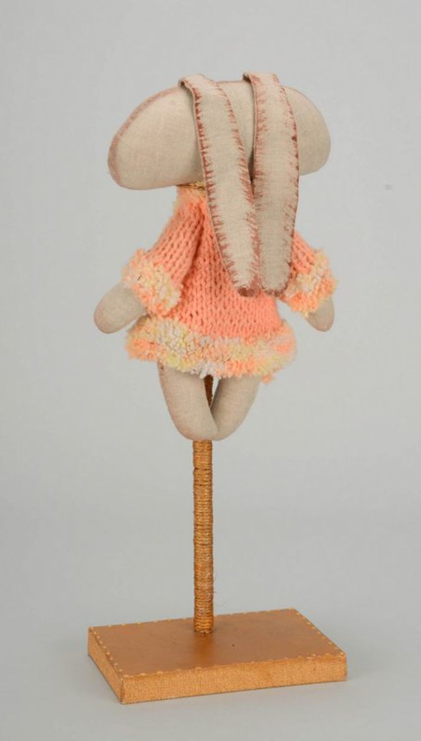 Puppe Tilda Tier, Kuscheltier Hase im Mantel foto 4