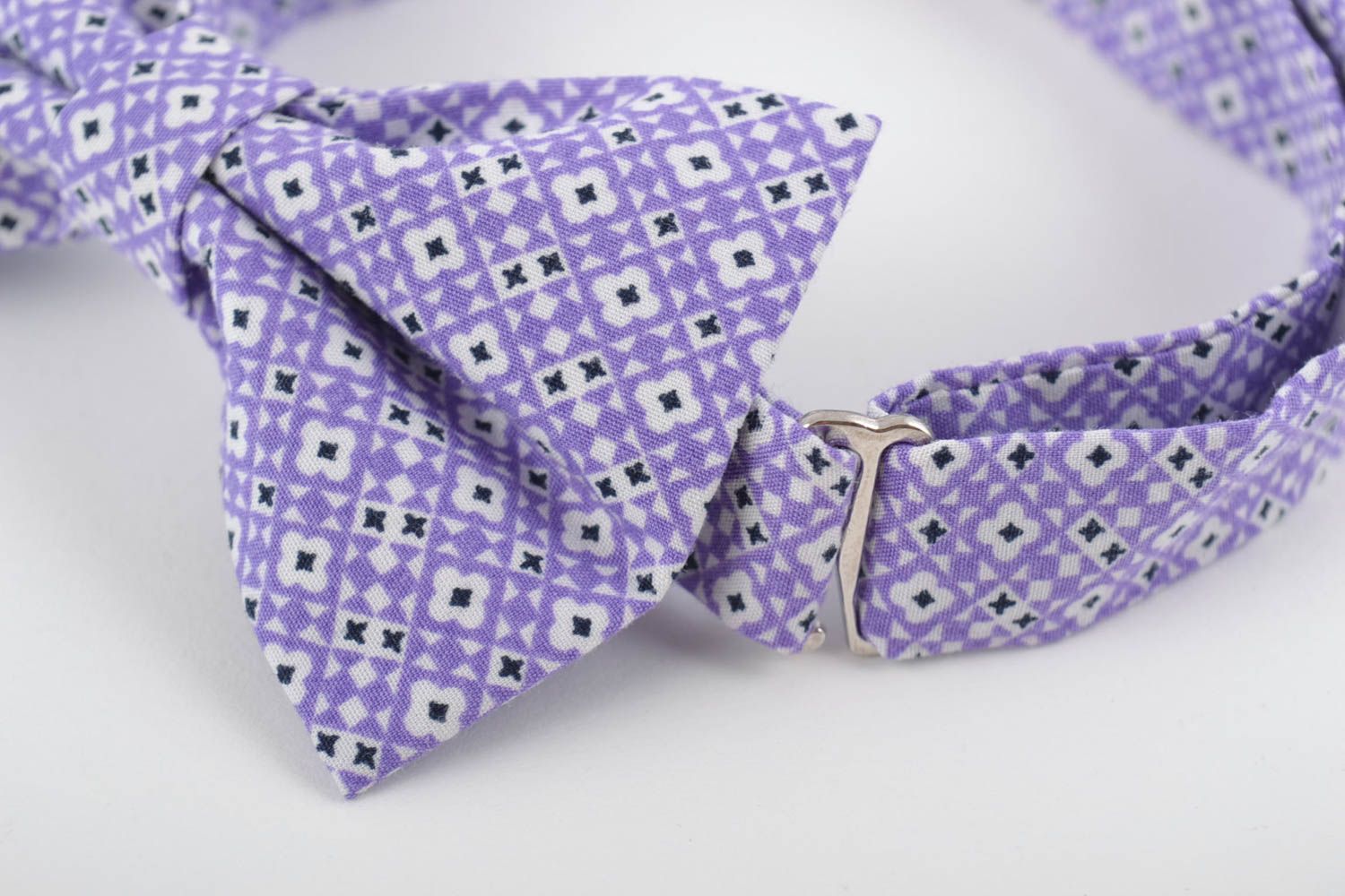 Beautiful motley handmade designer fabric bow tie with print photo 2