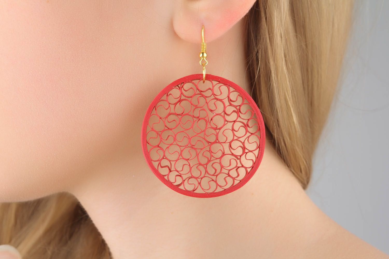 Round quilling earrings photo 1