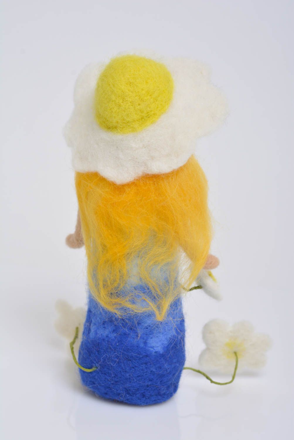 Handmade designer collectible soft doll felted of natural wool for interior  photo 2