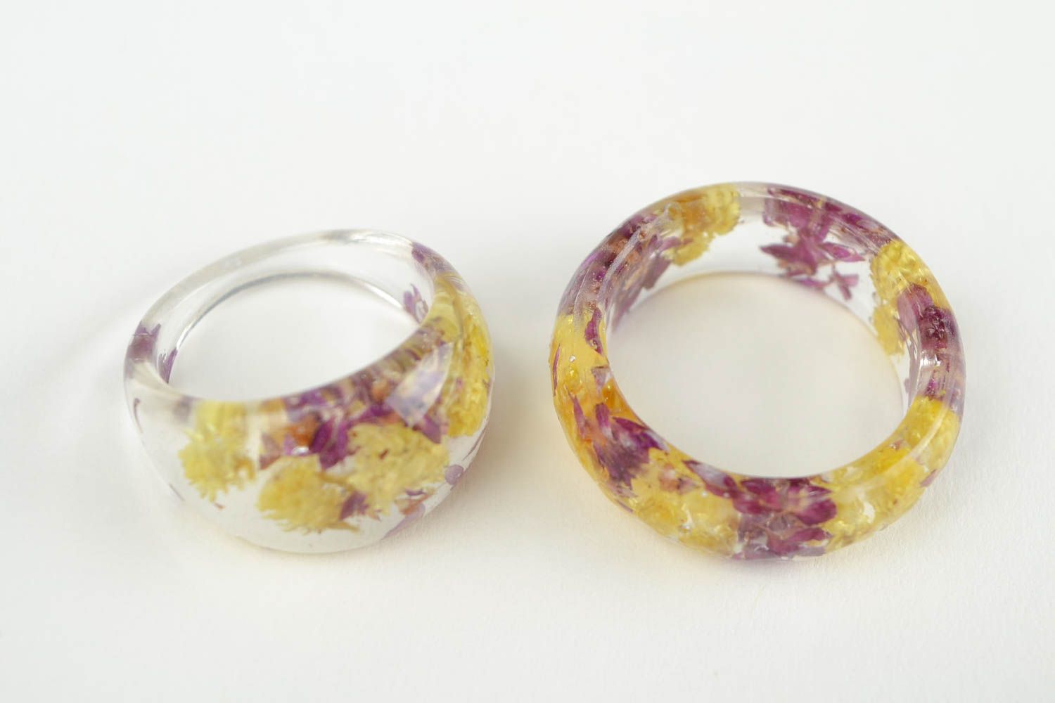 Handmade jewellery 2 seal rings epoxy resin rings for women botanic jewelry photo 4