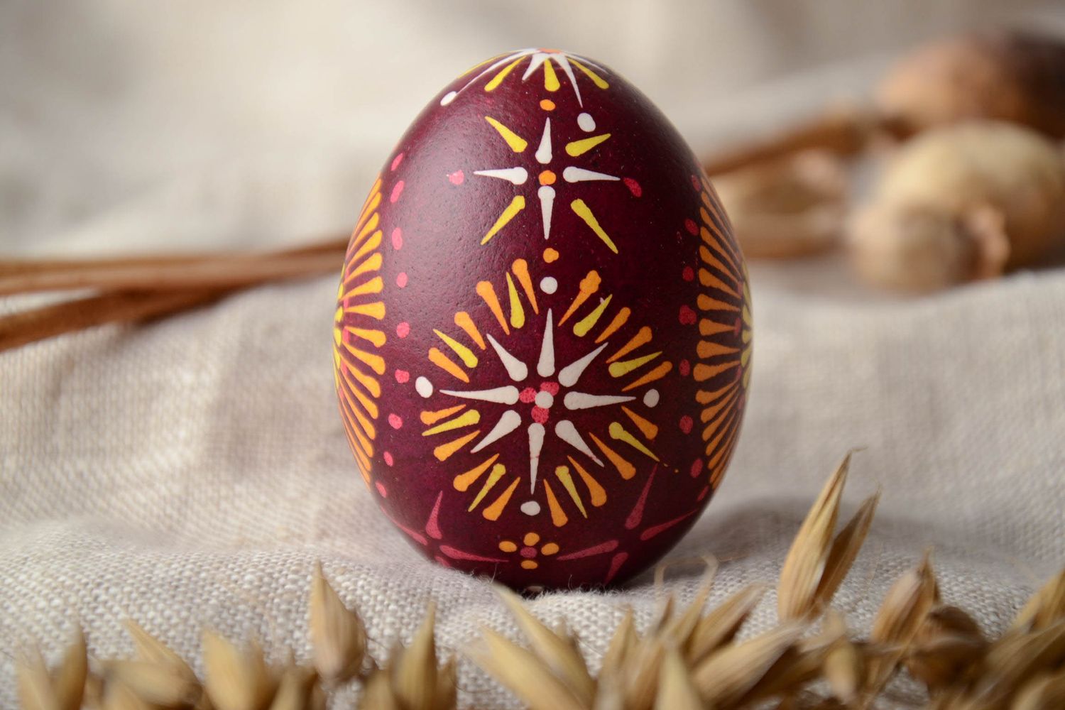 Handmade Easter egg with Lemkiv painting photo 1