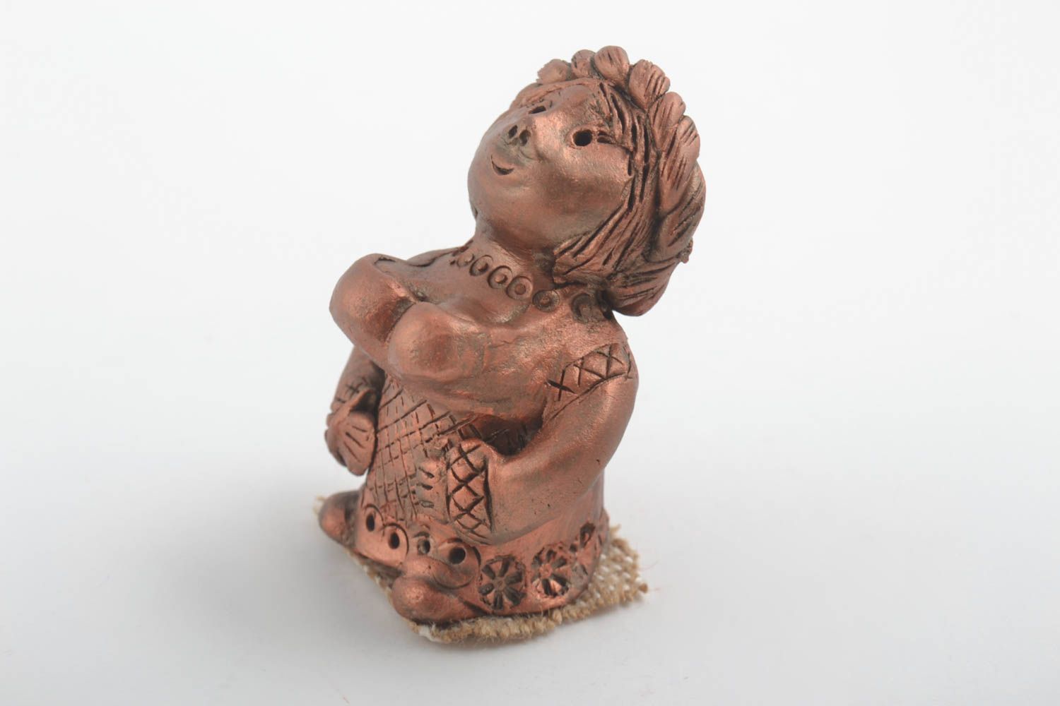 Figurine femme faite main Statuette en argile peinte écolo Décoration maison photo 3
