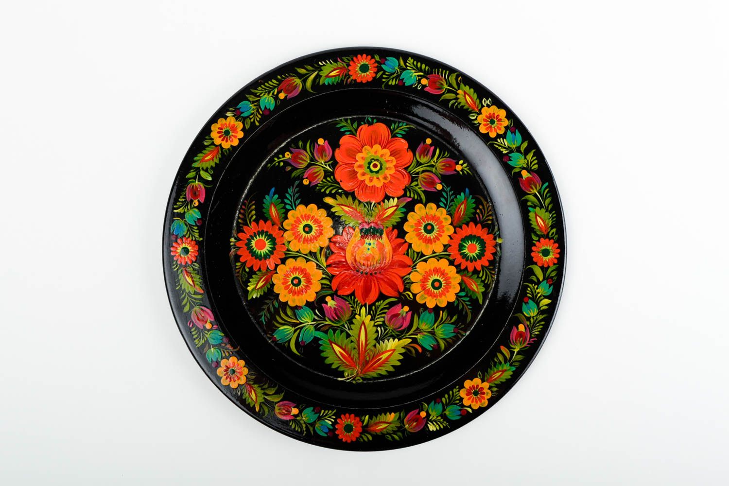 Подарочная тарелка хенд мейд деревянная посуда Петриковка декор для дома фото 4