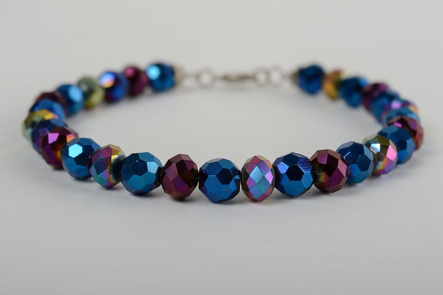 Dark blue crystal beads bracelet for girls  photo 1