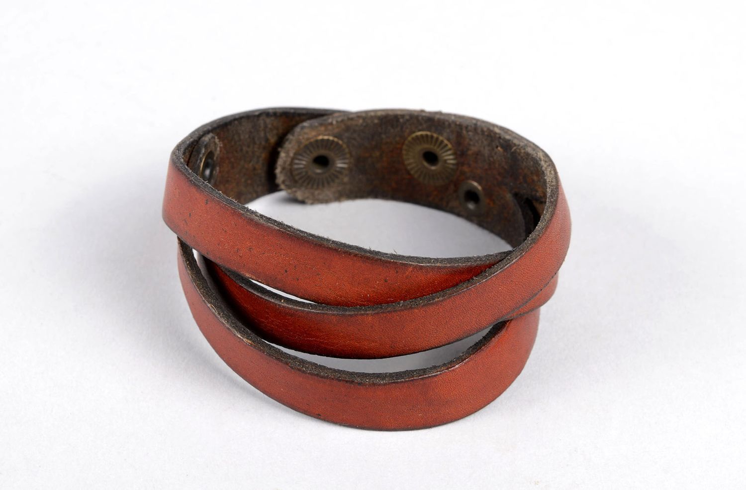 Кожаный браслет украшение ручной работы обмотка бижутерия из кожи рыжая фото 1