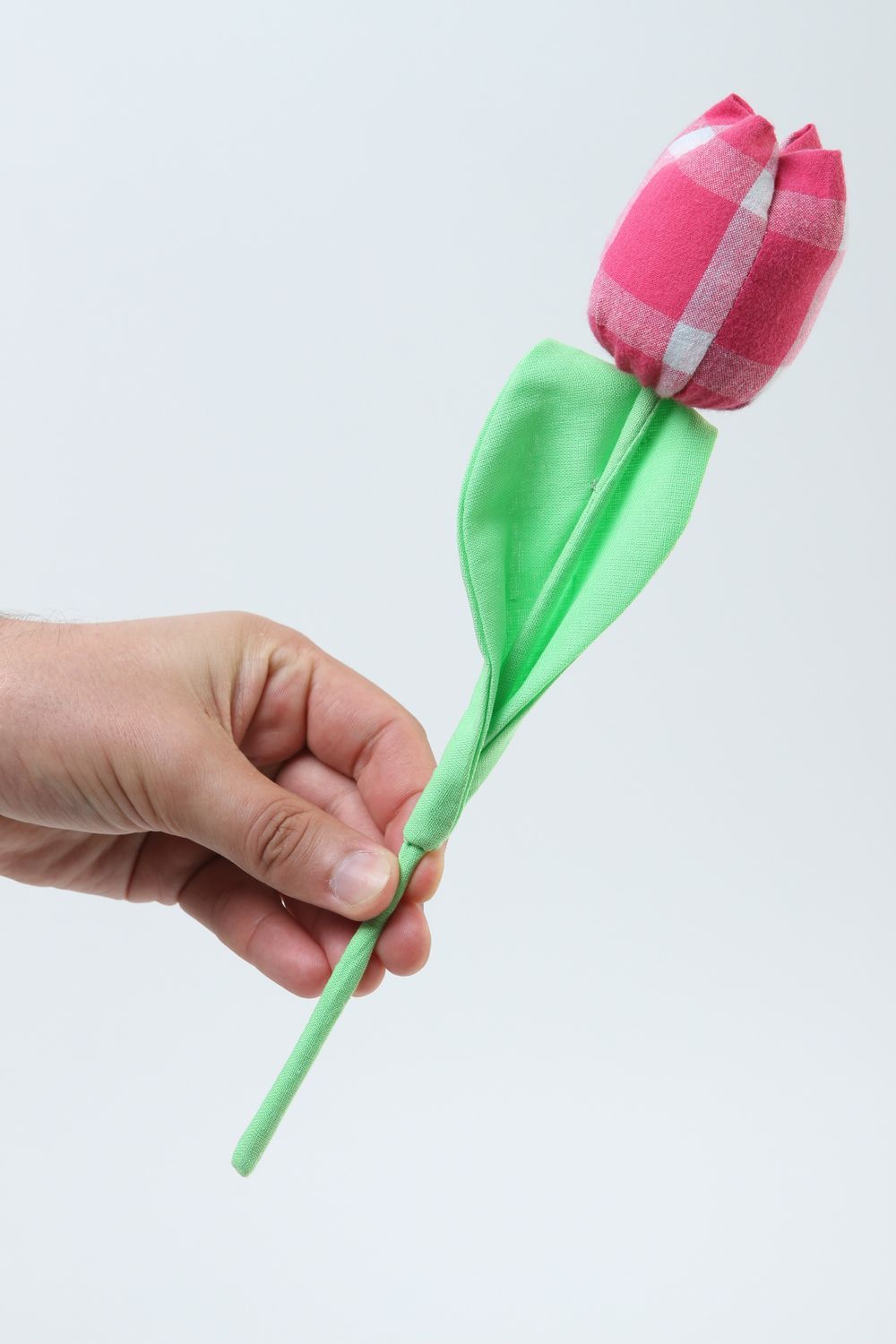 Flor de tela hecha a mano tulipán artificial rosado elemento decorativo foto 5