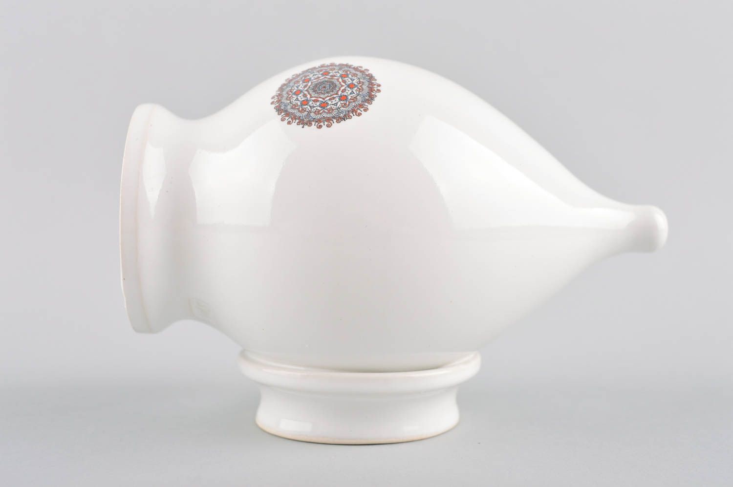 Сувенир из керамики подарок ручной работы Белый кувшин стильный декор для дома фото 3