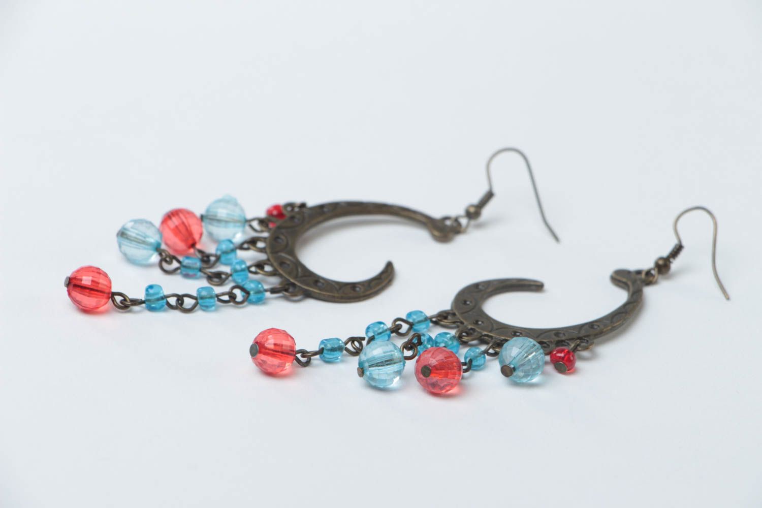 Handmade unusual cute earrings beaded designer earrings stylish accessory photo 3
