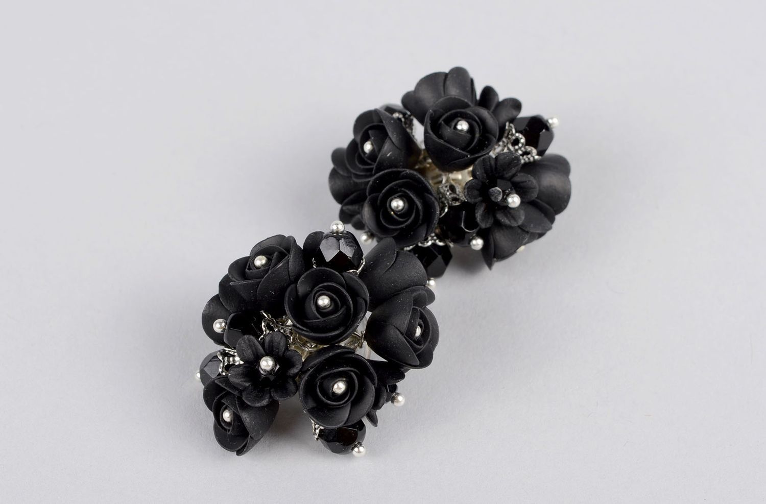 Handmade stud earrings polymer clay earrings plastic earrings flower jewelry photo 1