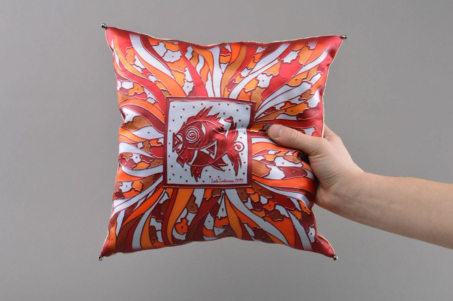 Stoff Kissen für Sofa für Interieur mit Print handmade farbenfreudig schön foto 4