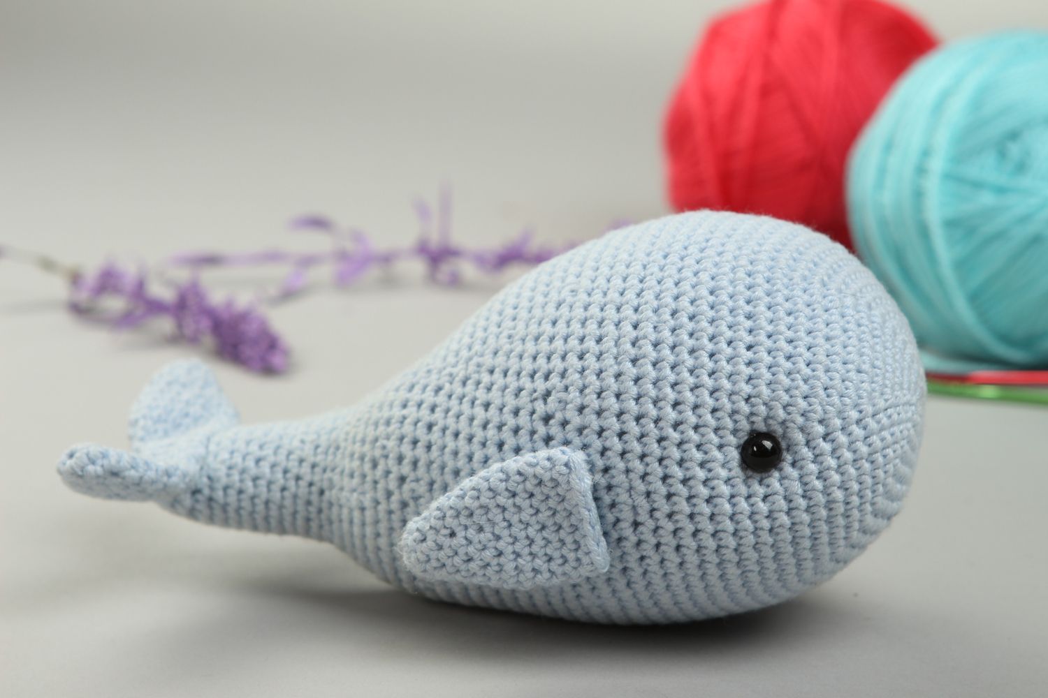 Handmade soft toy whale baby toy decorative crocheted toy toy for kids  photo 1