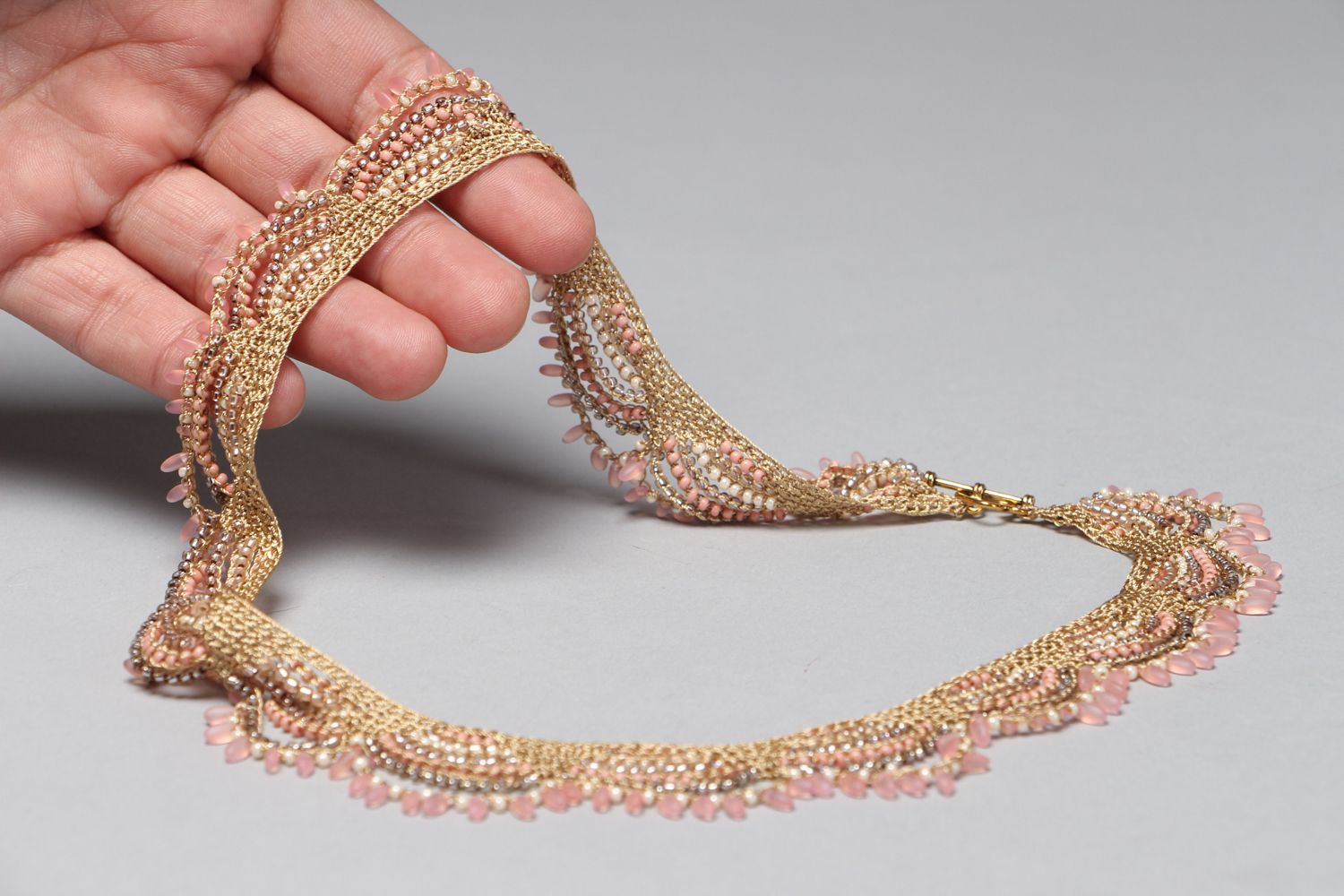 Gentle romantic lacy crochet necklace photo 4