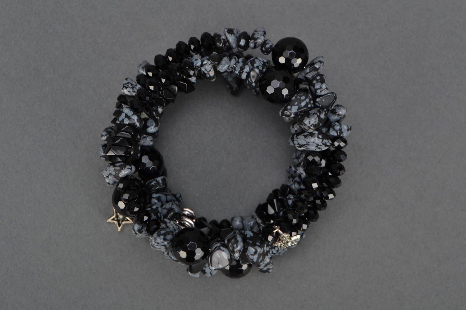 Black natural stone bracelet photo 3