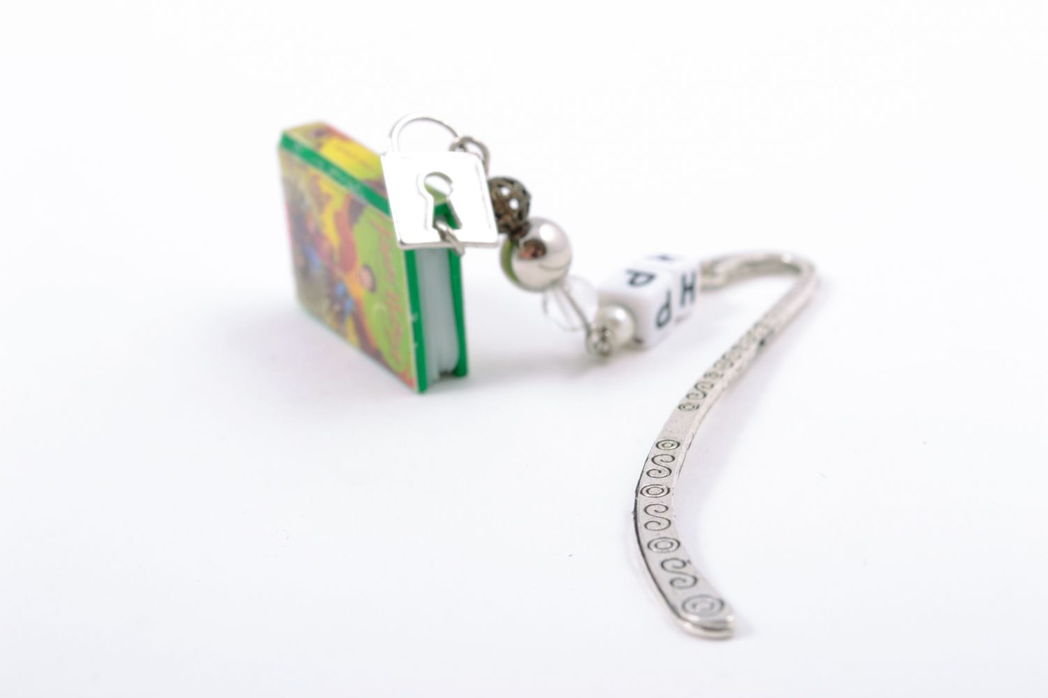 Decorative bookmark made of metal and polymer clay photo 3