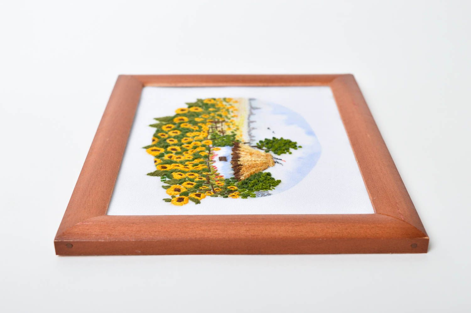 Handmade Stick Bild Geschenk zum Einzug Bild aus Stoff modernes Wandbild Haus foto 4