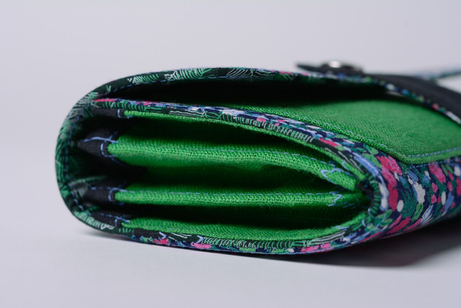 Женский кошелек из натуральных тканей сине-зеленый фото 5