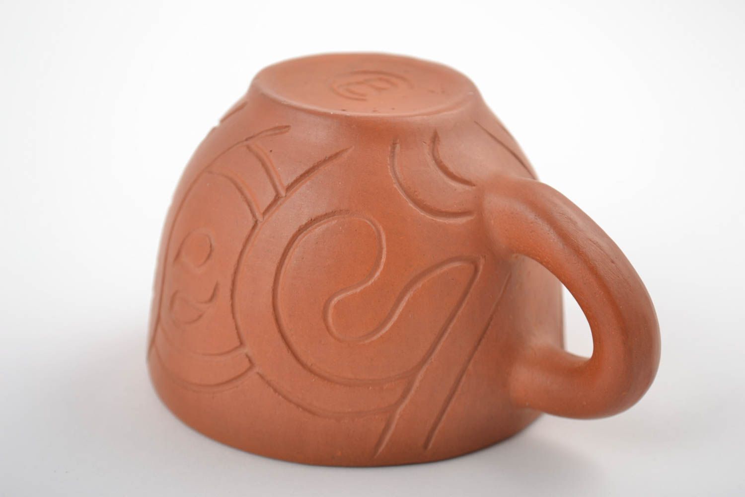Clay cup Mexico terracotta color 3 oz with handle photo 4
