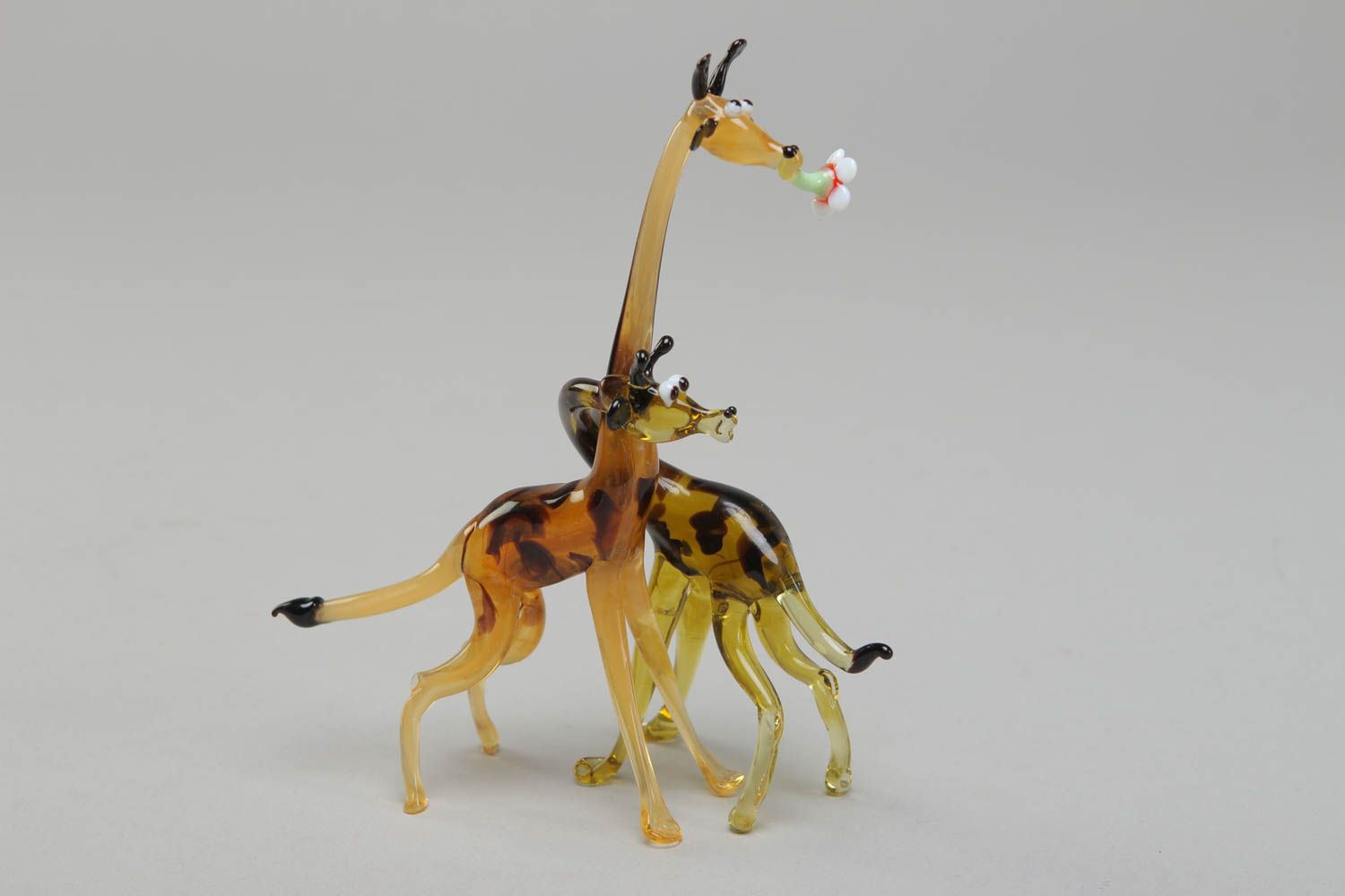 Figurines miniatures en verre au chalumeau décoratives faites main Girafes photo 3