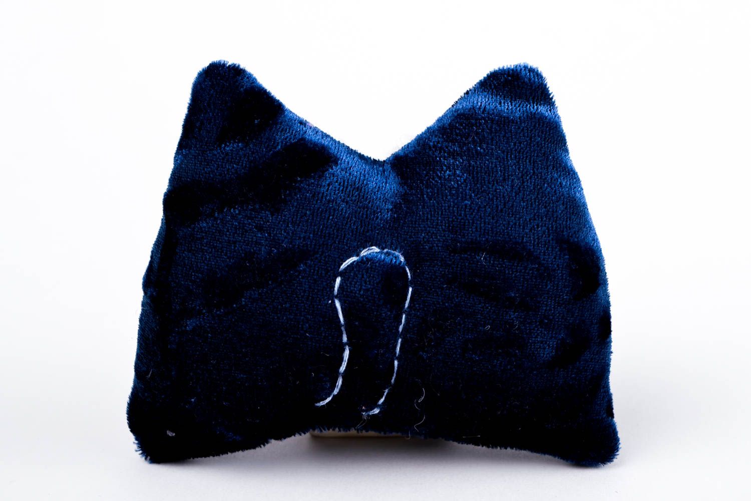 Peluche chat bleu foncé Jouet fait main en velours et polaire Cadeau pour enfant photo 5